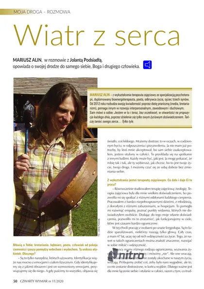 First page of the interview “Wiatr z serca” in Czwarty Wymiar magazine